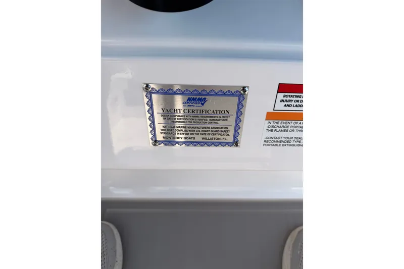 Slide: The Image of Yacht certification plaque on 2027 Blackfin 262 HB boat, showcasing compliance and safety standards. - 34