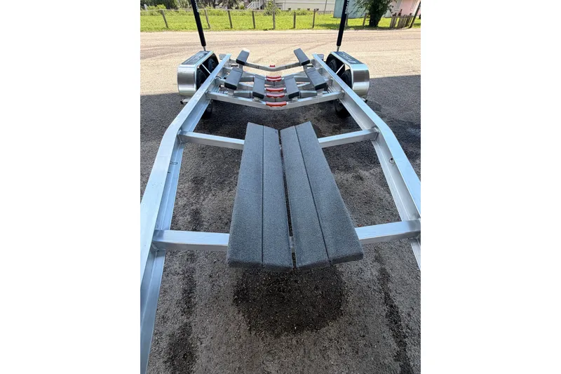Slide: The Image of Boat trailer for 2027 Blackfin 262 HB, featuring sturdy metal frame and padded supports. - 36