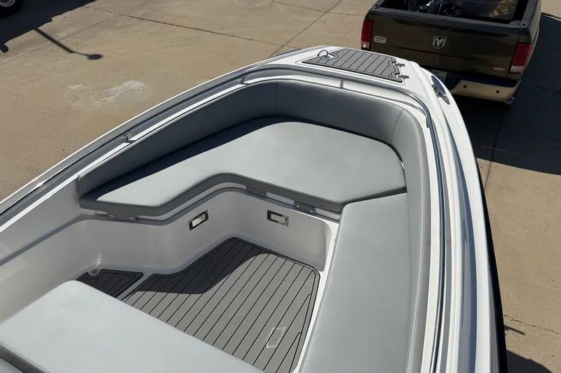 Slide: The Image of 2025 Zar Formenti 85 SL boat with sleek gray seating and deck design. - 16