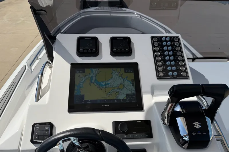 Slide: The Image of Control panel of 2025 Zar Formenti 85 SL boat with Garmin navigation system. - 20