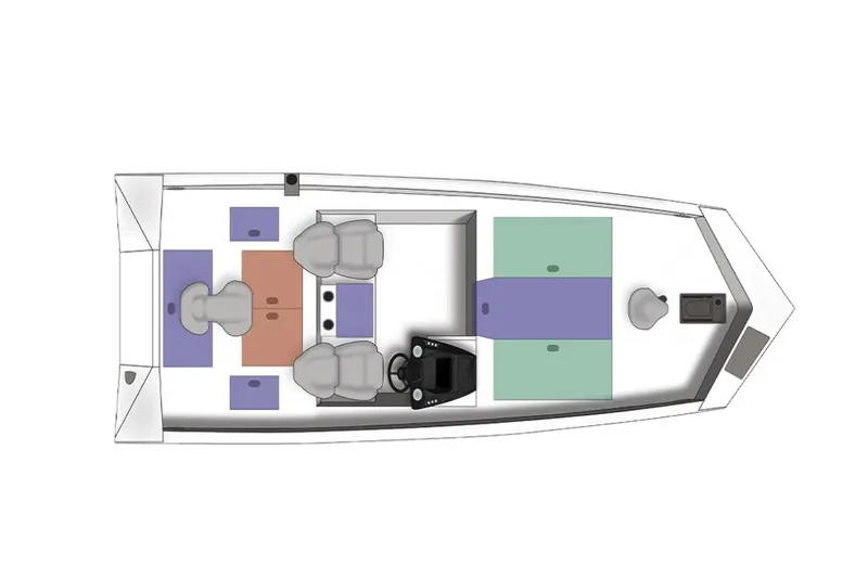 Slide: The Image of Manufacturer Provided Image: Top view of 2021 Crestliner MX 21 boat layout with seating and storage areas. - 17