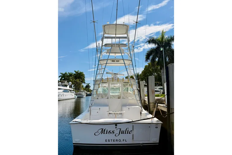 Slide: The Image of 2004 Cabo 35 Express boat docked in Estero, FL marina. - 3
