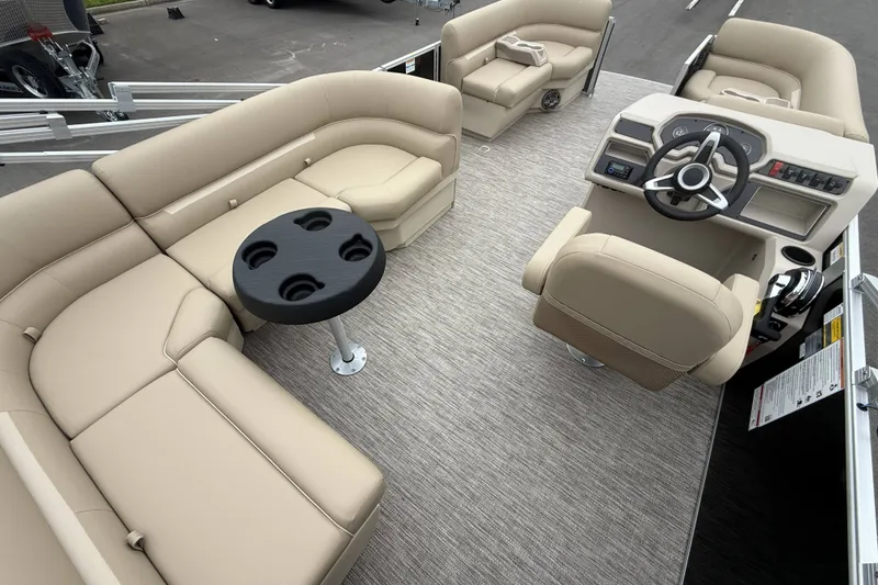 Slide: The Image of Luxurious interior of 2027 Godfrey Xperience 2086 CX pontoon boat with plush seating. - 16