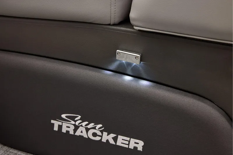 Slide: The Image of Manufacturer Provided Image: 2026 Sun Tracker Party Barge 22 XP3 interior with illuminated seating detail. - 80