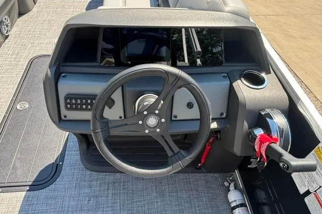 Slide: The Image of Steering console of 2026 Sun Tracker Party Barge 22 XP3 pontoon boat. - 17