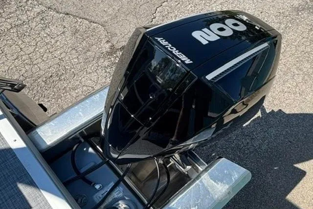 Slide: The Image of 2026 Sun Tracker Party Barge 22 XP3 with Mercury outboard motor, top view. - 26