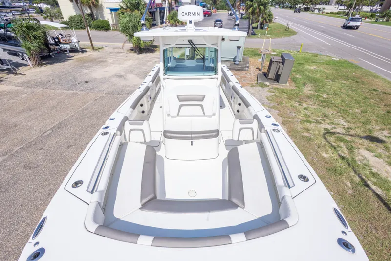 Slide: The Image of 2022 World Cat 325 CC boat with spacious seating and modern design. - 36