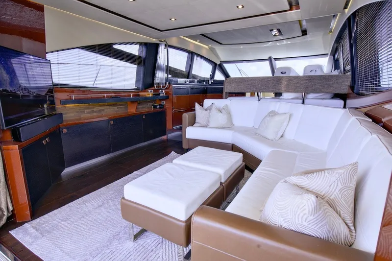 Slide: The Image of Luxurious interior of 2017 Sea Ray L590 Fly yacht with elegant seating and modern design. - 41
