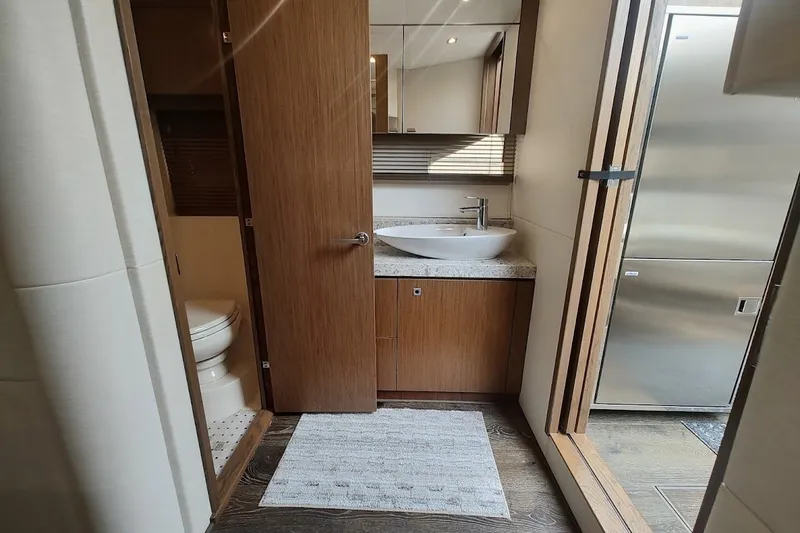 Slide: The Image of Luxurious bathroom interior of 2017 Sea Ray Sundancer 510 yacht with modern fixtures. - 31