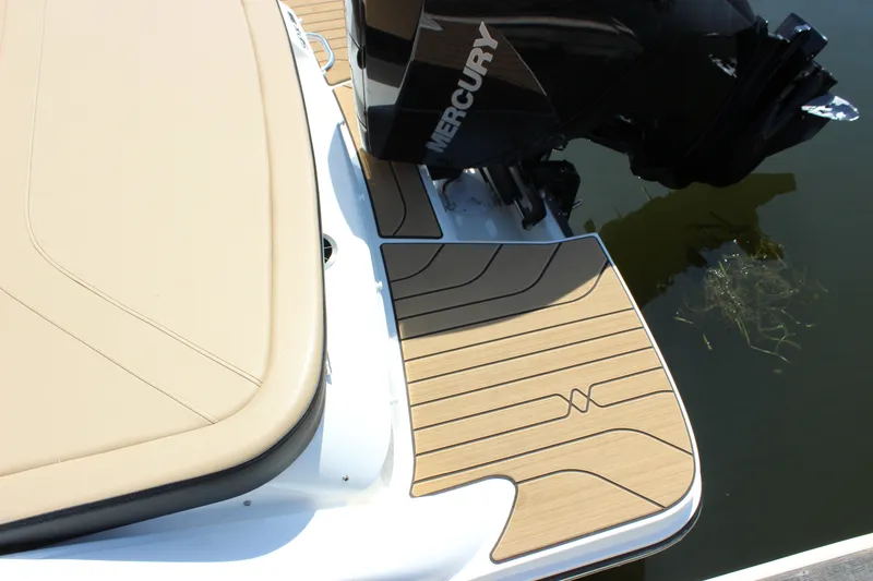 Slide: The Image of 2025 Sea Ray SPX 210 Outboard boat with Mercury engine, featuring sleek deck design. - 6