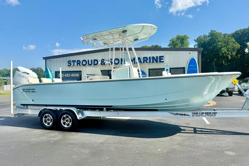 Slide: The Image of 2027 Carolina Skiff 26 Ultra Elite boat on trailer at Stroud & Son Marine. - 6