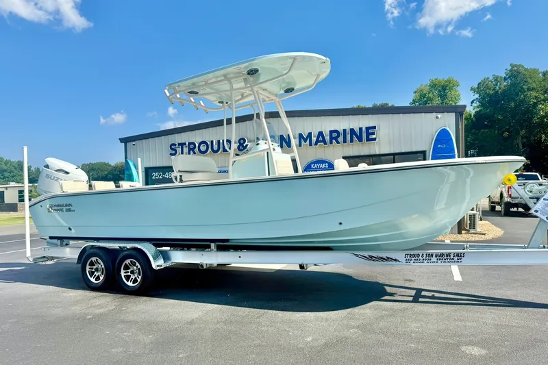 Slide: The Image of 2027 Carolina Skiff 26 Ultra Elite boat on trailer at Stroud & Son Marine. - 4
