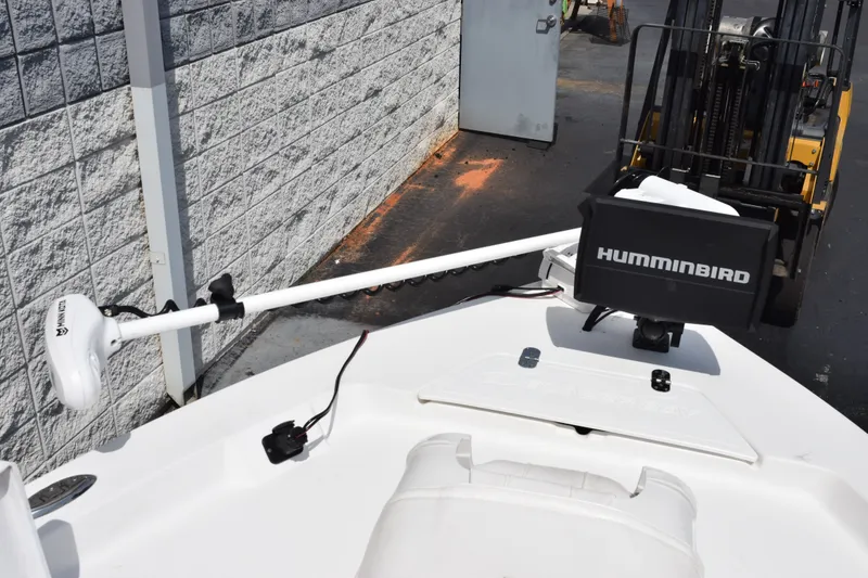 Slide: The Image of Blazer Bay 2020 boat with Minn Kota trolling motor and Humminbird fish finder, 2023 model. - 20