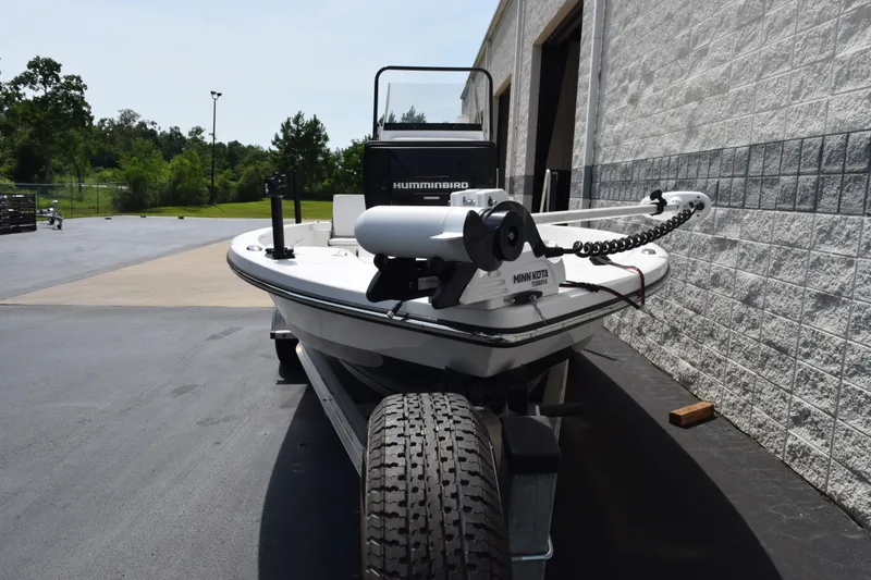 Slide: The Image of 2023 Blazer Bay boat with Minn Kota trolling motor on trailer. - 3