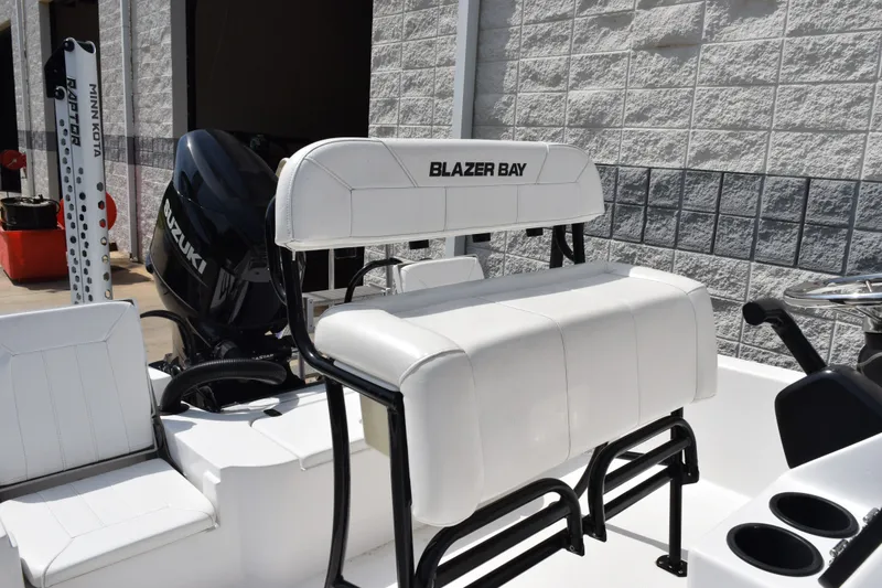 Slide: The Image of White Blazer Bay 2020 boat interior with Suzuki engine, 2023 model. - 9