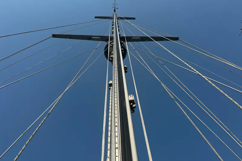 Slide: The Image of Sailboat mast and rigging against clear blue sky, Brewer Cutter 2005. - 47