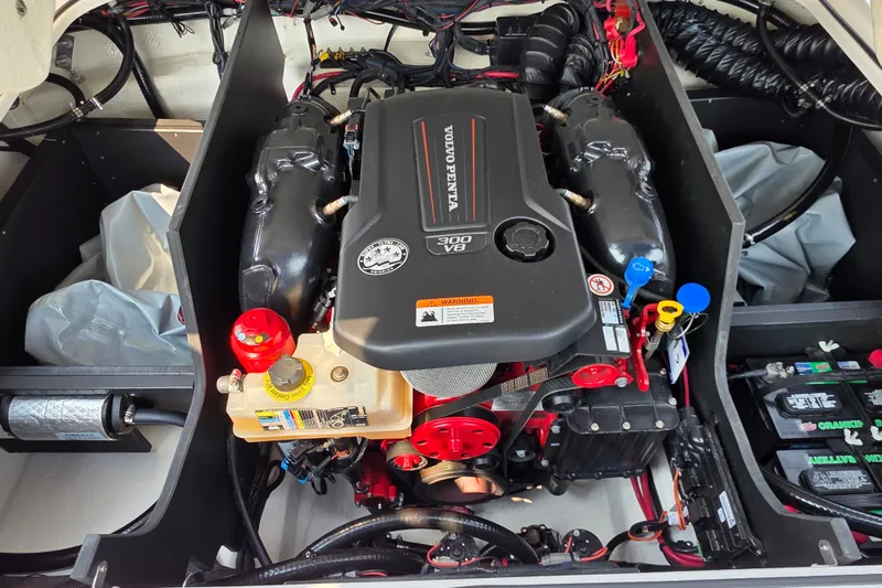 Slide: The Image of Engine compartment of a 2018 Regal 2300 RX Surf boat with Volvo Penta 300 V8 engine. - 12