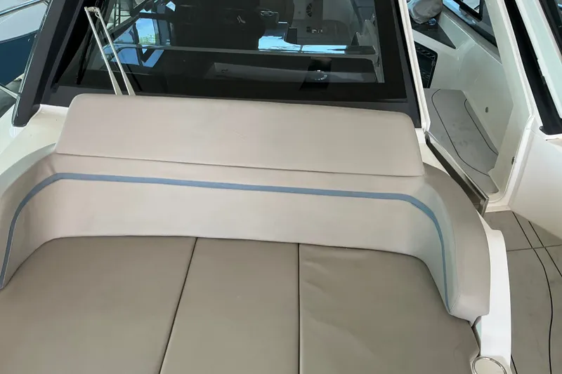 Slide: The Image of 2027 NX Boats 41 Horizon interior seating with modern design and comfortable upholstery. - 18