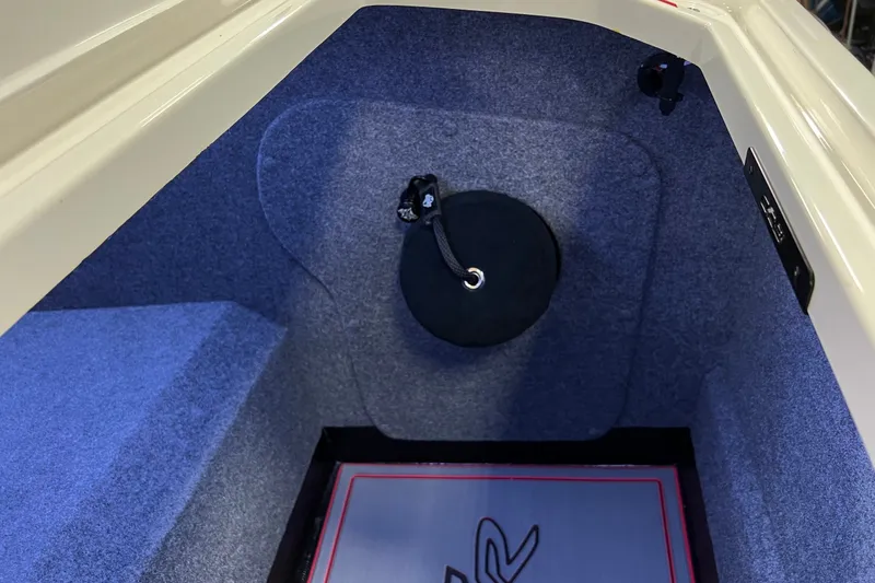 Slide: The Image of 2023 Daves Custom Boats M37R interior storage compartment with carpeted finish. - 19