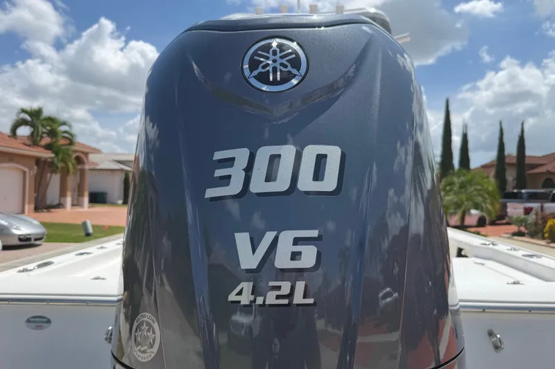 Slide: The Image of Yamaha 300 V6 4.2L outboard engine on 2022 Tidewater 2410 Bay Max boat. - 9