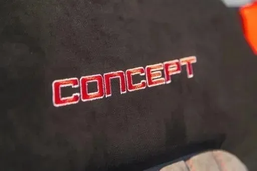 Slide: The Image of Concept 44' Open Deck 2021 logo on black fabric background. - 47