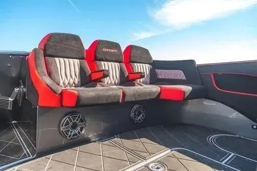 Slide: The Image of Luxury seating on 2021 Concept 44' Open Deck boat with modern design and premium materials. - 23