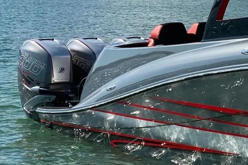 Slide: The Image of Sleek 2021 Concept 44' Open Deck boat with powerful Mercury Racing 400 engines. - 15