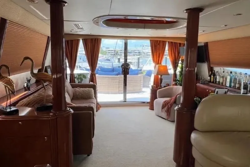 Slide: The Image of Luxurious interior of a 2004 Lazzara SC Motor Yacht with elegant furnishings and decor. - 50