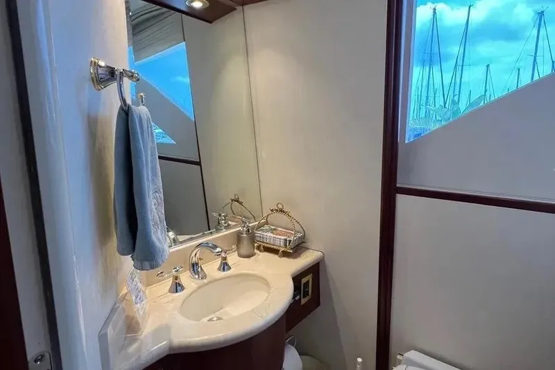 Slide: The Image of Luxurious bathroom interior of 2004 Lazzara SC Motor Yacht with elegant fixtures. - 46