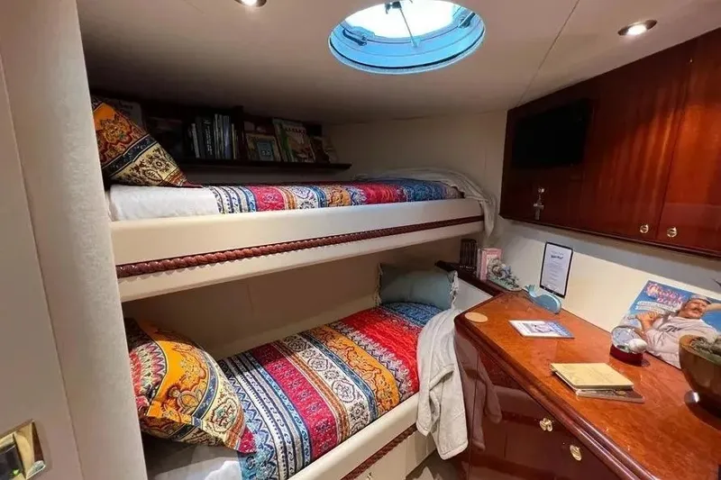 Slide: The Image of Cozy cabin with colorful bunk beds in 2004 Lazzara SC Motor Yacht. - 65