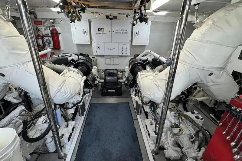 Slide: The Image of Engine room of a 2004 Lazzara SC Motor Yacht with CAT marine power systems. - 69