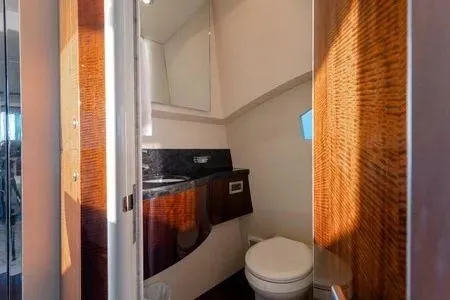 Slide: The Image of Luxurious bathroom interior of 2007 Lazzara LSX 75 yacht with wood accents. - 33