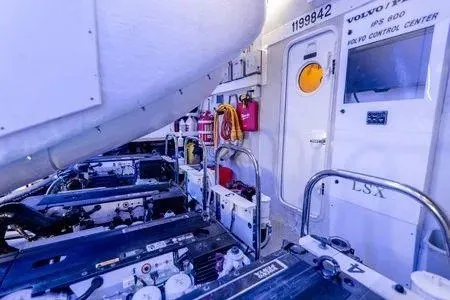 Slide: The Image of Engine room of a 2007 Lazzara LSX 75 yacht with Volvo control center. - 49