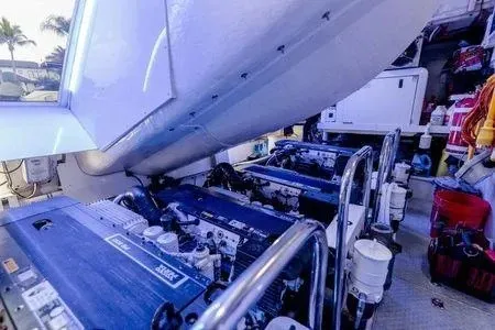 Slide: The Image of Engine room of 2007 Lazzara LSX 75 yacht, showcasing advanced machinery and equipment. - 50