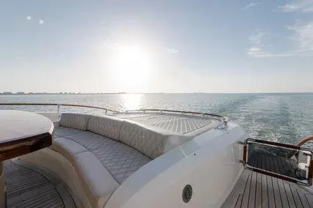 Slide: The Image of Luxurious 2007 Lazzara LSX 75 yacht deck with ocean view at sunset. - 28