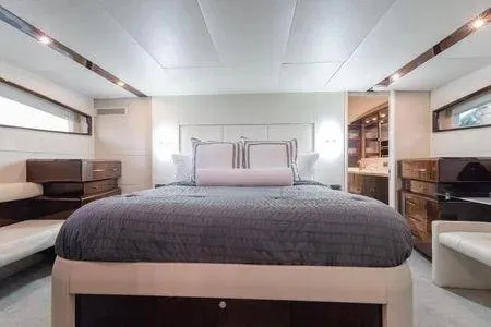 Slide: The Image of Luxurious bedroom interior of 2007 Lazzara LSX 75 yacht with modern furnishings. - 43