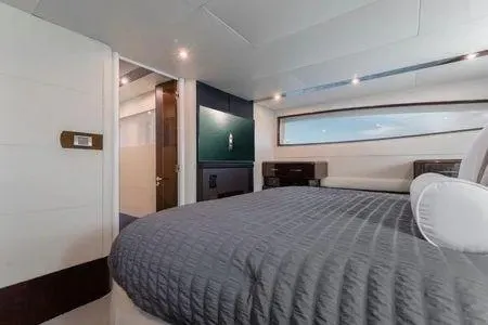 Slide: The Image of Luxurious bedroom interior of 2007 Lazzara LSX 75 yacht with modern design. - 44