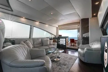 Slide: The Image of Luxurious interior of 2007 Lazzara LSX 75 yacht with elegant seating and ocean view. - 30
