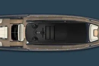 Slide: The Image of Top view of 2023 Lazzara LSX 67 luxury yacht on blue background. - 29