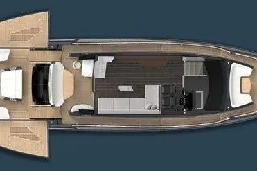 Slide: The Image of Top view of 2023 Lazzara LSX 67 yacht layout, showcasing sleek design and spacious interior. - 30