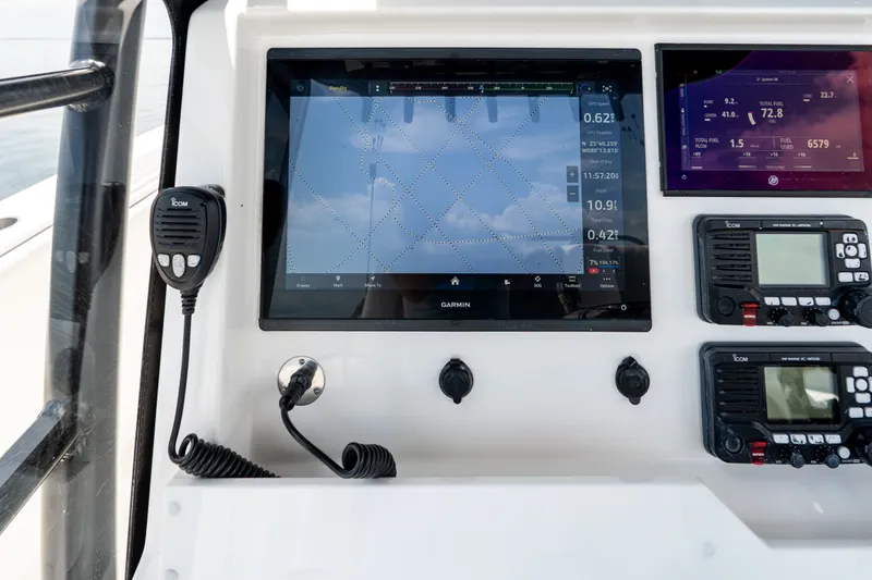Slide: The Image of Dashboard of 2021 Invincible 39 Open Fisherman with Garmin navigation system. - 43