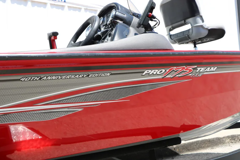 Slide: The Image of 2018 Tracker Pro Team 175 TXW boat, 40th Anniversary Edition, red exterior detail. - 41
