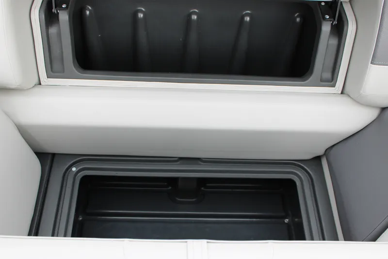 Slide: The Image of Storage compartment of 2027 Sun Tracker Fishin' Barge 20 DLX pontoon boat. - 17