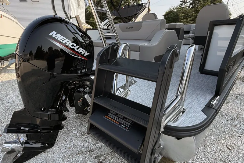 Slide: The Image of Alera A20L 2027 boat with Mercury engine and boarding ladder. - 19