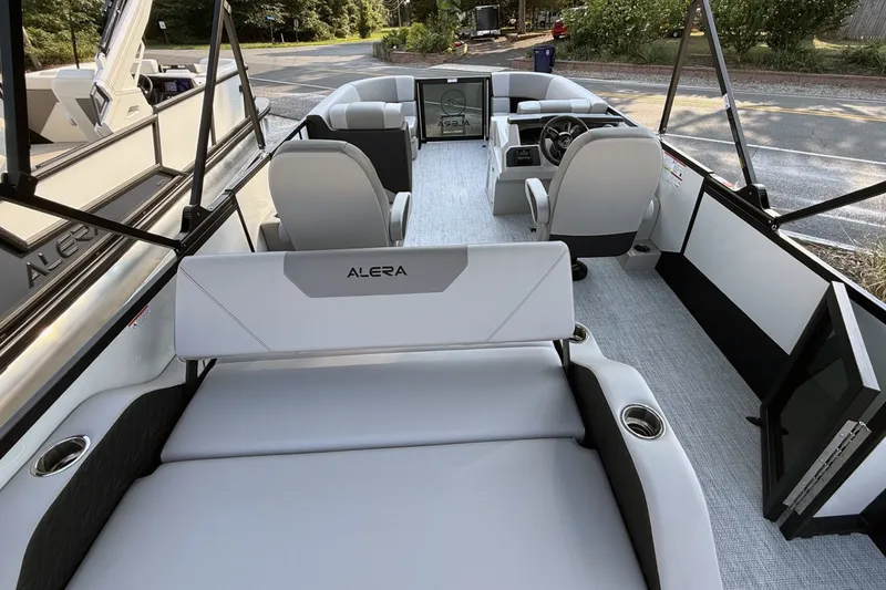 Slide: The Image of Interior view of 2027 Alera A20L boat with modern seating and sleek design. - 15