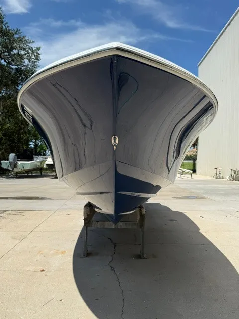 Slide: The Image of The 2020 Contender 28 Sport is on a trailer, ready for the water. - 5