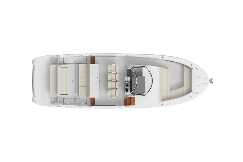 Slide: The Image of Manufacturer Provided Image: Top view of 2026 Regal 38 Surf boat layout, featuring spacious seating and helm area. - 13