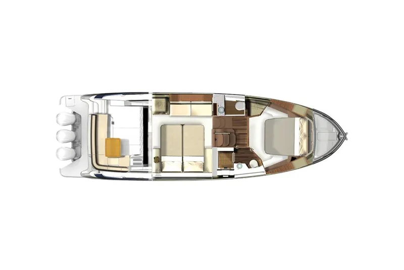 Slide: The Image of Manufacturer Provided Image: Top view of 2026 Regal 42 XO yacht layout, showcasing interior design and features. - 16