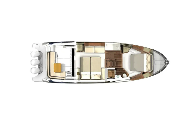 Slide: The Image of Manufacturer Provided Image: Top view of 2026 Regal 42 XO yacht layout with detailed interior design. - 17