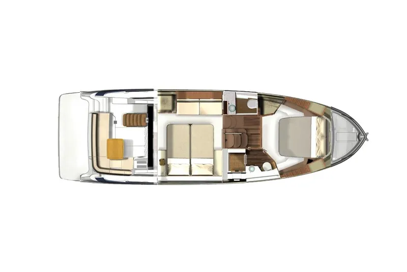 Slide: The Image of Manufacturer Provided Image: Top view of 2026 Regal 42 Fly yacht interior layout, showcasing spacious cabins and amenities. - 14